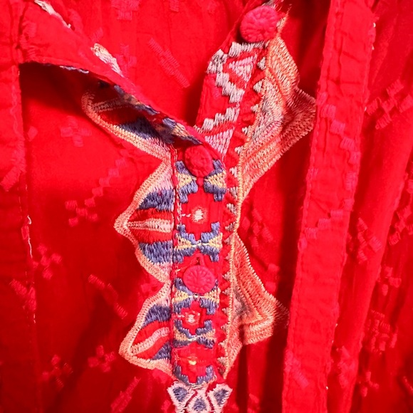 Johnny Was Red Embroidered Blouse - Picture 3 of 10